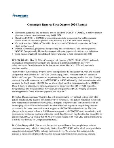 Thumbnail Compugen Quarterly Report 2024-q1