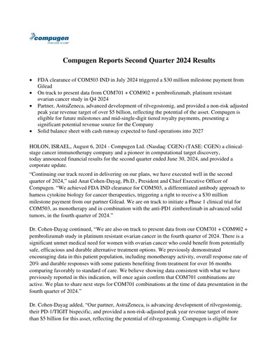 Thumbnail Compugen Quarterly Report 2024-q2