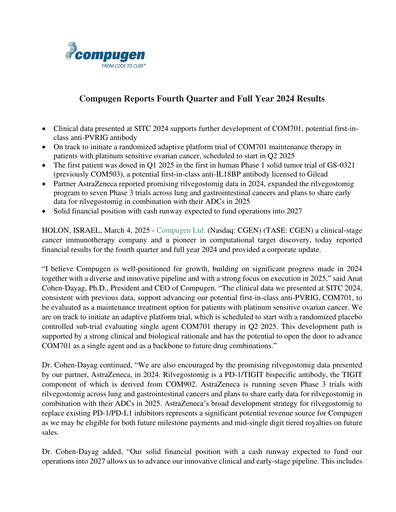 Thumbnail Compugen Quarterly Report 2024-q4