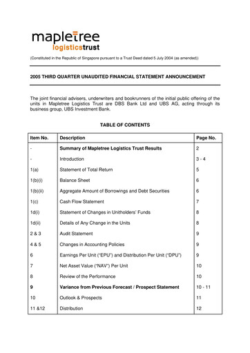 Thumbnail Mapletree Logistics Trust Quarterly Report 2005-q3