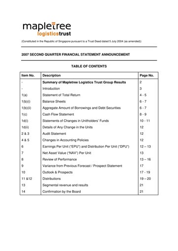Thumbnail Mapletree Logistics Trust Quarterly Report 2007-q2