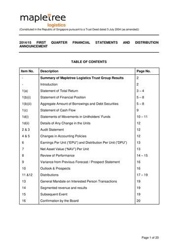 Thumbnail Mapletree Logistics Trust Quarterly Report 2014-q1