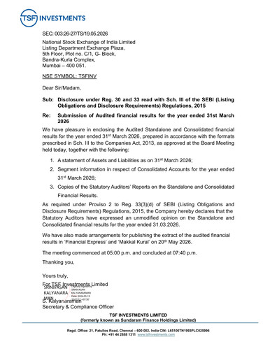 Thumbnail Sundaram Finance Financial Statement 2025-2026