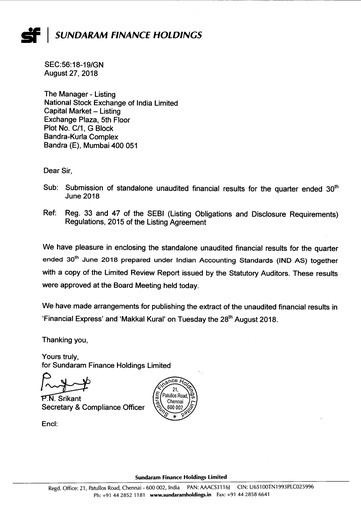 Thumbnail Sundaram Finance Quarterly Report 2018-q1
