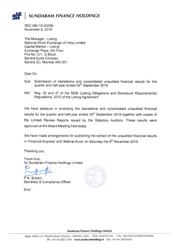 Thumbnail Sundaram Finance Quarterly Report 2019-q2