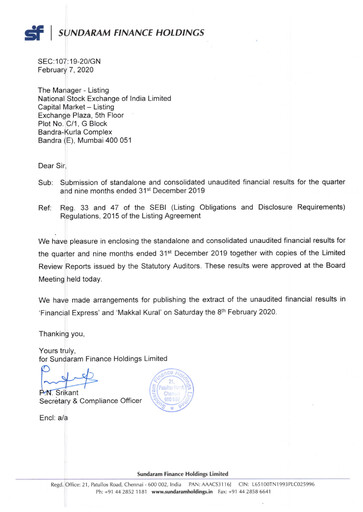 Thumbnail Sundaram Finance Quarterly Report 2019-q3