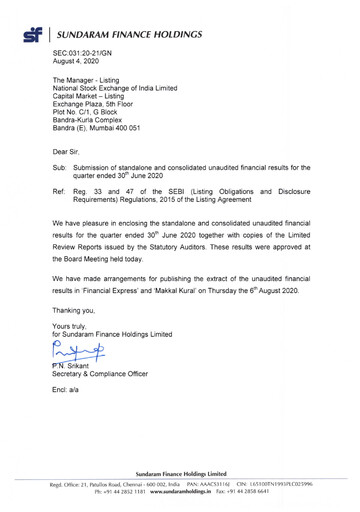 Thumbnail Sundaram Finance Quarterly Report 2020-q1