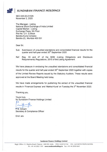 Thumbnail Sundaram Finance Quarterly Report 2020-q2