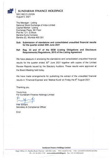 Thumbnail Sundaram Finance Quarterly Report 2021-q1