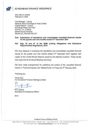 Thumbnail Sundaram Finance Quarterly Report 2021-q3