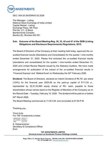 Thumbnail Sundaram Finance Quarterly Report 2025-q3