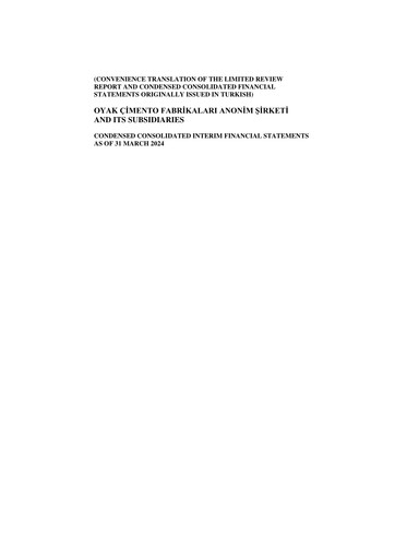 Thumbnail OYAK Çimento Financial Statement 2024-q1