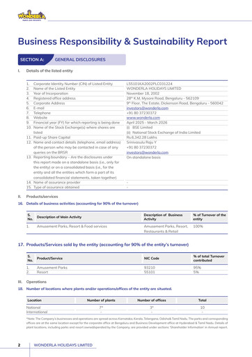 Thumbnail Wonderla Holidays ESG Report 2025-2026