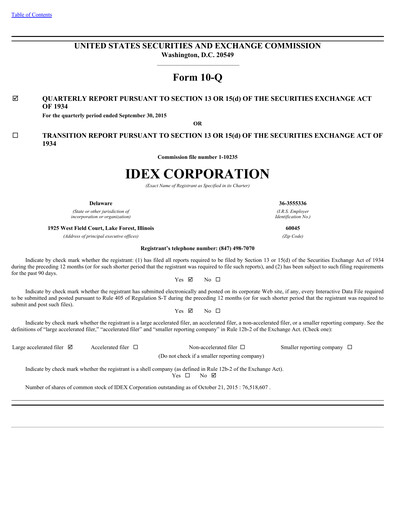 Thumbnail IDEX Quarterly Report 2015-q3