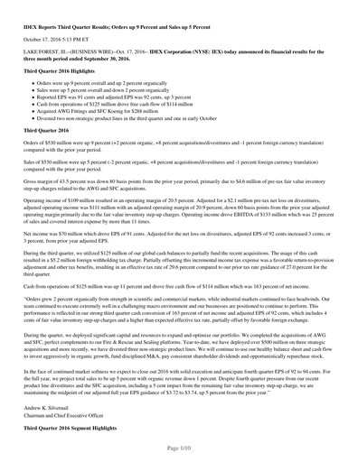 Thumbnail IDEX Quarterly Report 2016-q3
