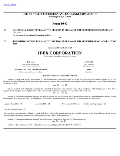 Thumbnail IDEX Quarterly Report 2018-q3