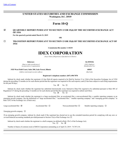 Thumbnail IDEX Quarterly Report 2019-q1
