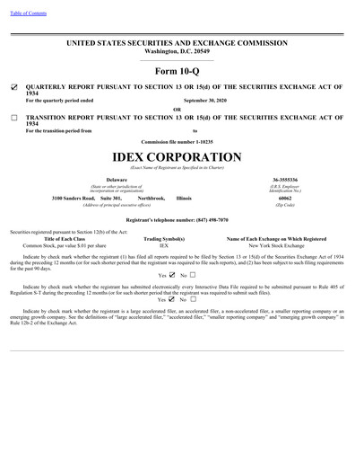 Thumbnail IDEX Quarterly Report 2020-q3
