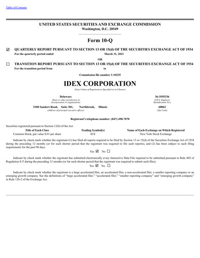 Thumbnail IDEX Quarterly Report 2021-q1