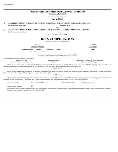 Thumbnail IDEX Quarterly Report 2022-q3