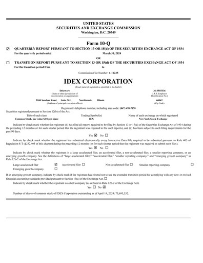 Thumbnail IDEX Quarterly Report 2024-q1