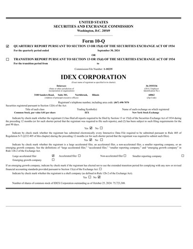 Thumbnail IDEX Quarterly Report 2024-q3