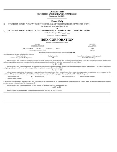 Thumbnail IDEX Quarterly Report 2026-q1