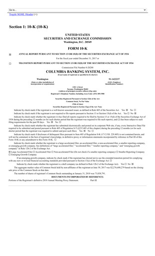 Thumbnail Columbia Banking System Financial Report 2017