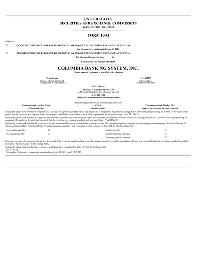 Thumbnail Columbia Banking System Quarterly Report 2021-q2
