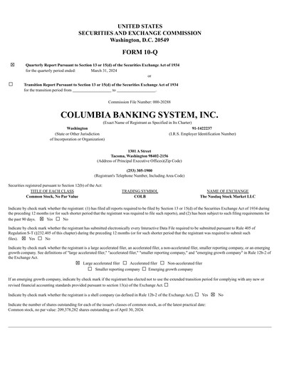 Thumbnail Columbia Banking System Quarterly Report 2024-q1