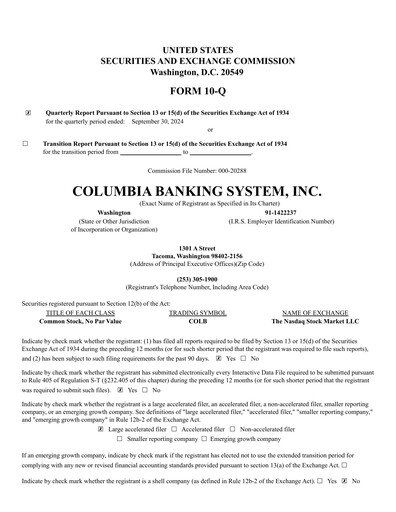 Thumbnail Columbia Banking System Quarterly Report 2024-q3