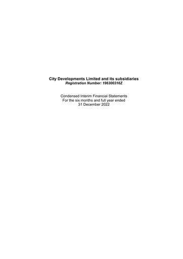 Thumbnail City Developments Financial Statement 2022