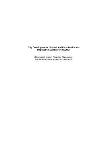 Thumbnail City Developments Half-year Report 2025-h1