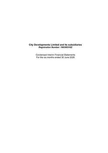 Thumbnail City Developments Half-year Report 2026-h1