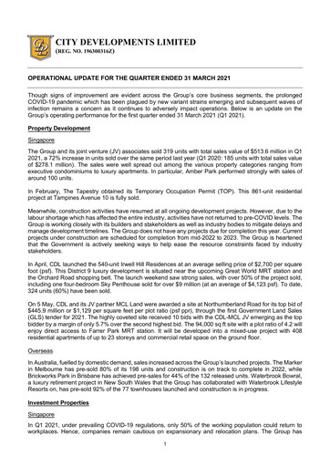 Thumbnail City Developments Quarterly Report 2021-q1