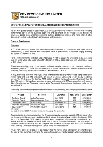 Thumbnail City Developments Quarterly Report 2023-q3