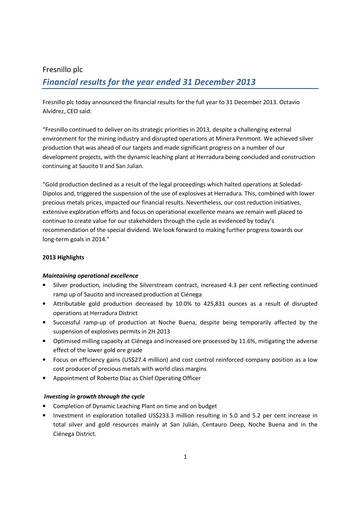 Thumbnail Fresnillo Financial Report 2013