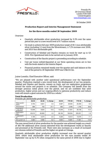 Thumbnail Fresnillo Quarterly Report 2009-q3