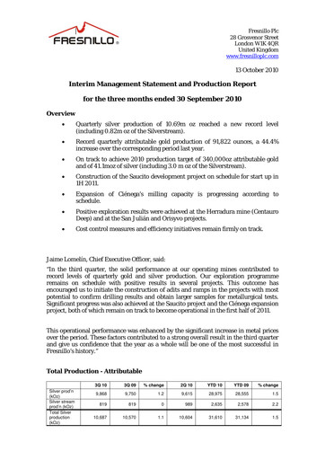 Thumbnail Fresnillo Quarterly Report 2010-q3