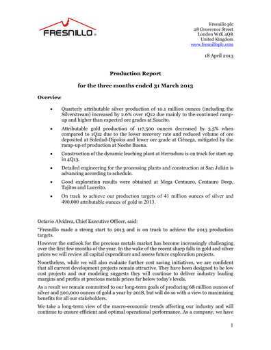 Thumbnail Fresnillo Quarterly Report 2013-q1