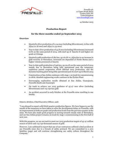 Thumbnail Fresnillo Quarterly Report 2015-q3