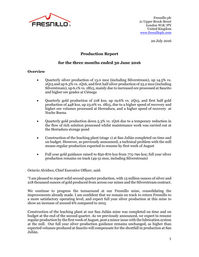 Thumbnail Fresnillo Quarterly Report 2016-q2