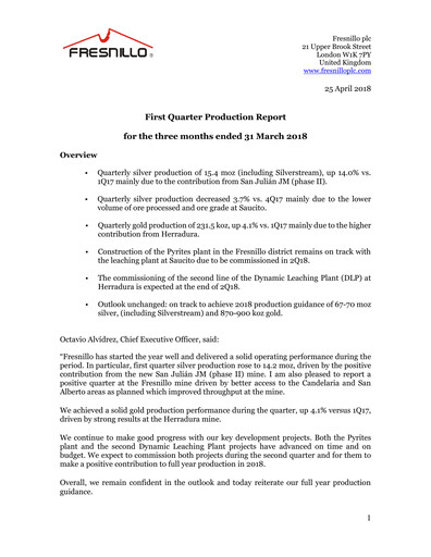 Thumbnail Fresnillo Quarterly Report 2018-q1