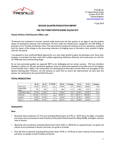 Thumbnail Fresnillo Quarterly Report 2019-q2