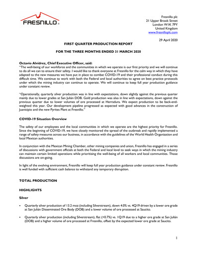 Thumbnail Fresnillo Quarterly Report 2020-q1