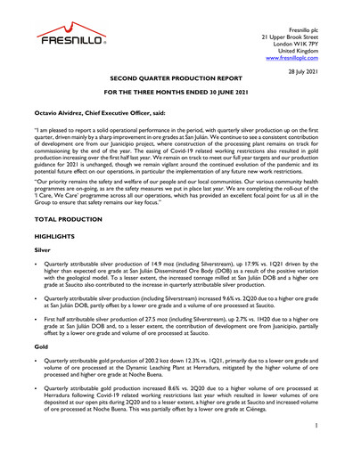 Thumbnail Fresnillo Quarterly Report 2021-q2