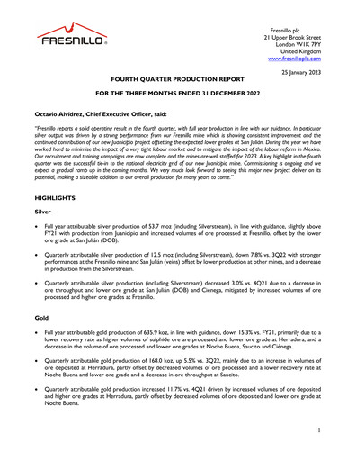 Thumbnail Fresnillo Quarterly Report 2022-q4