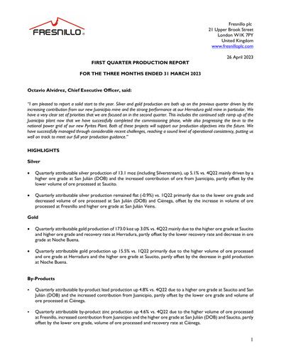 Thumbnail Fresnillo Quarterly Report 2023-q1