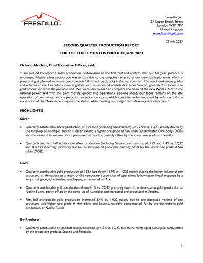 Thumbnail Fresnillo Quarterly Report 2023-q2