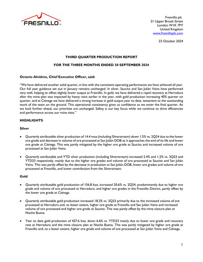 Thumbnail Fresnillo Quarterly Report 2024-q3